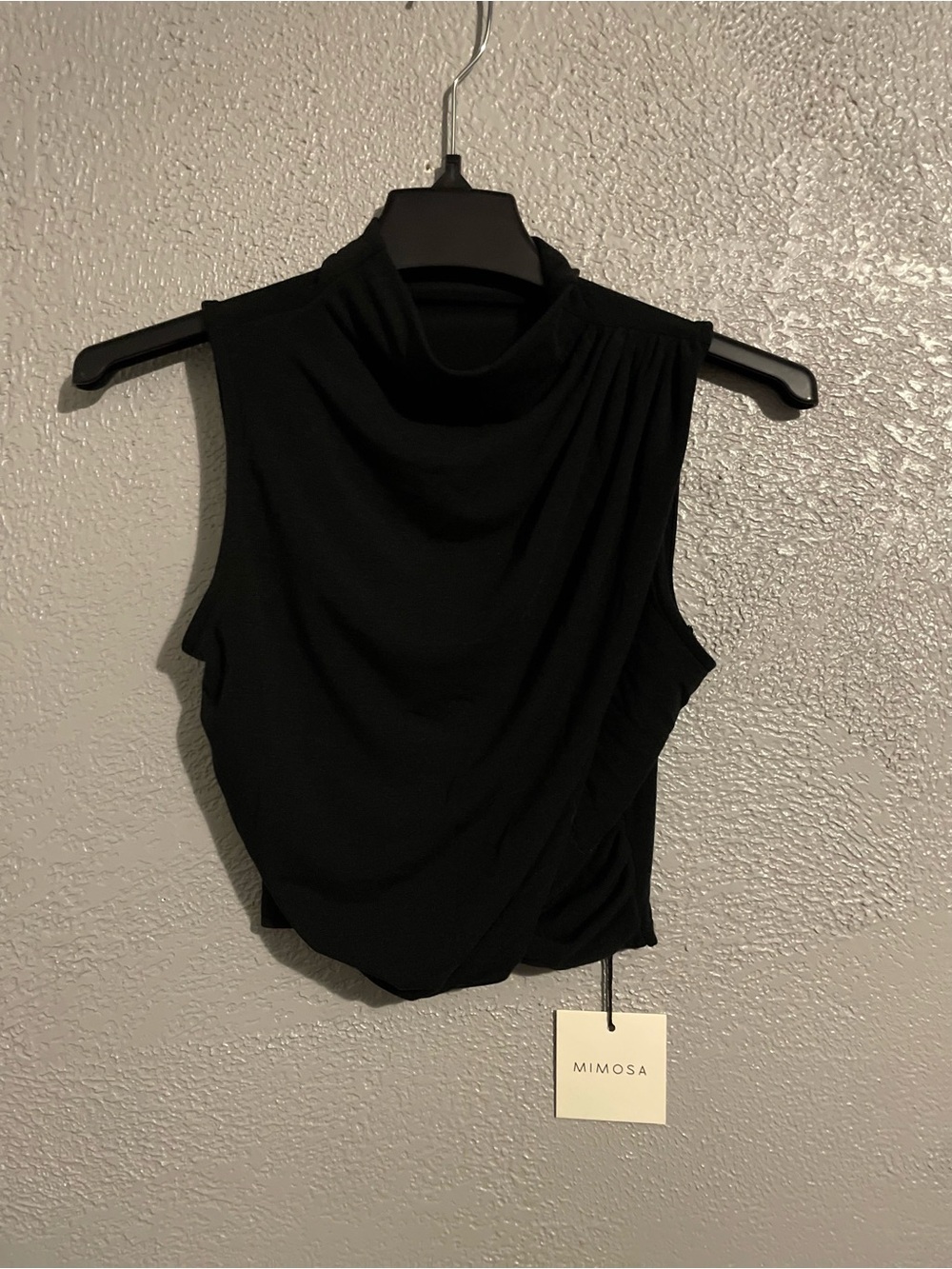 Mimosa Women's Black Sleeveless Draped Tank Top
